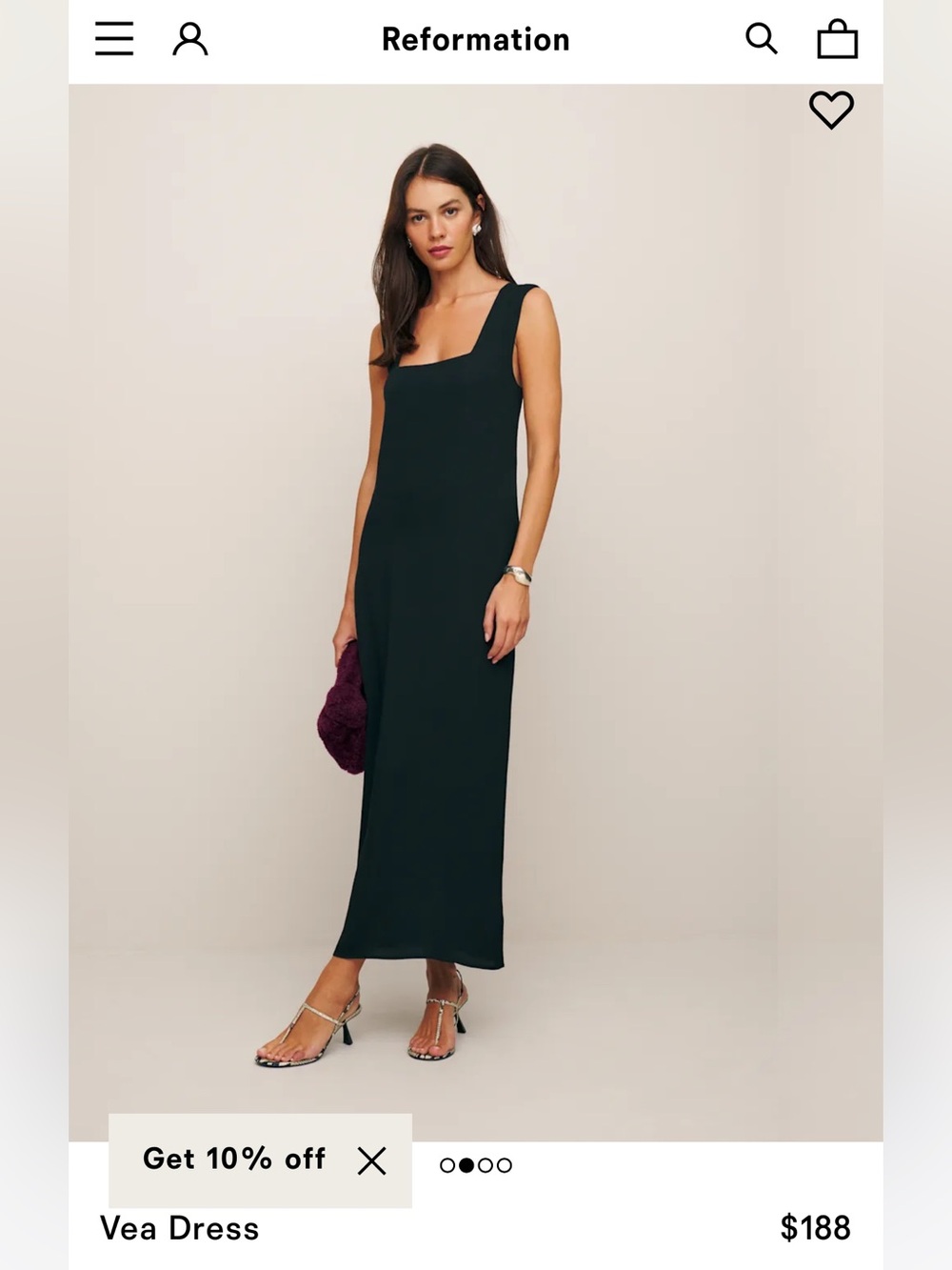 Reformation Black Vea Midi Dress - Sleek Draped Silhouette